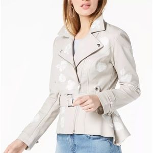 INC International Concepts Women's Cream Leather Jacket